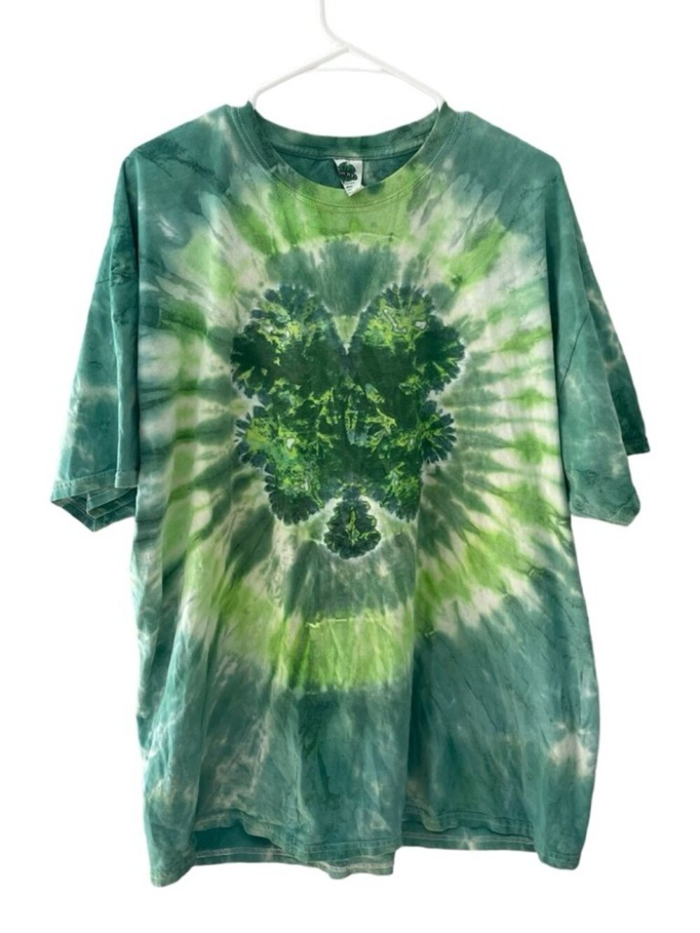 EUC Men's Lucky Brand Green Irish Vintage Tie-Dye Tee with Clover XXL